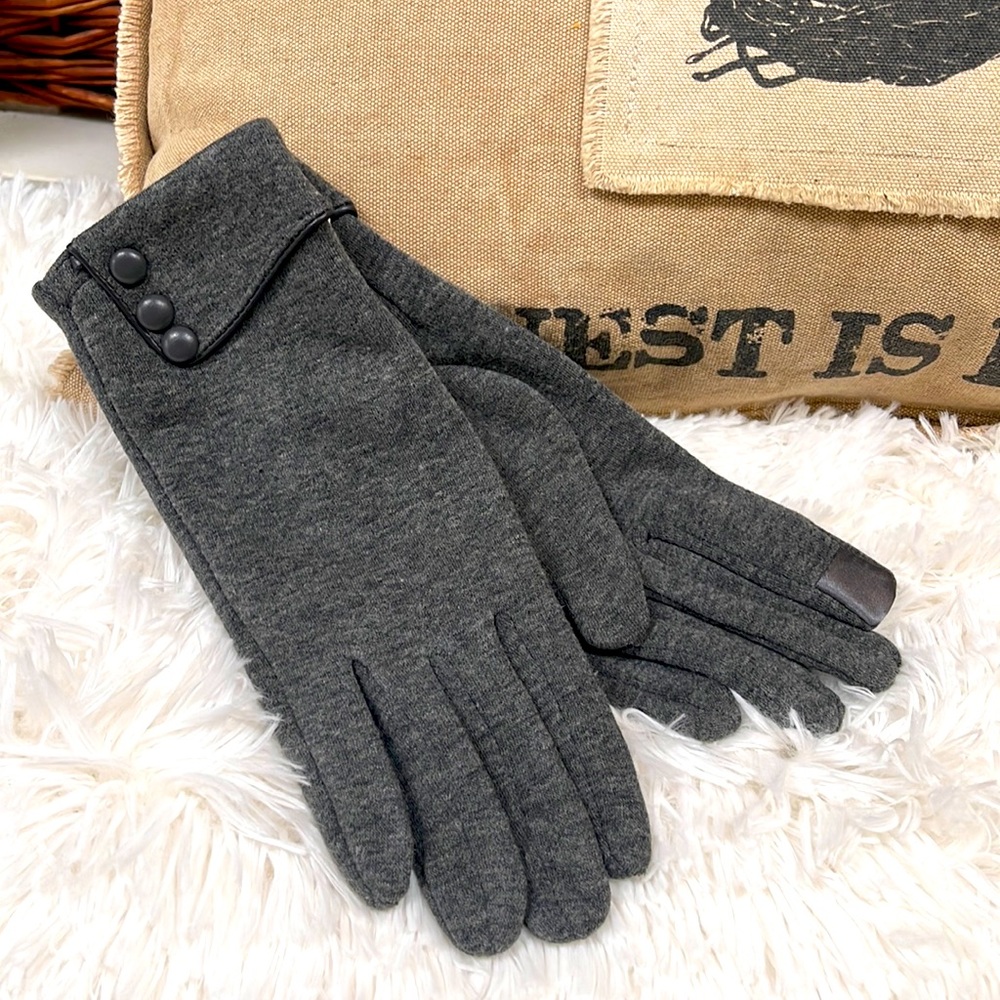 SALE Women’s Gloves Driving Warm Dress Stretch Fitted Faux Fur Lined Grey